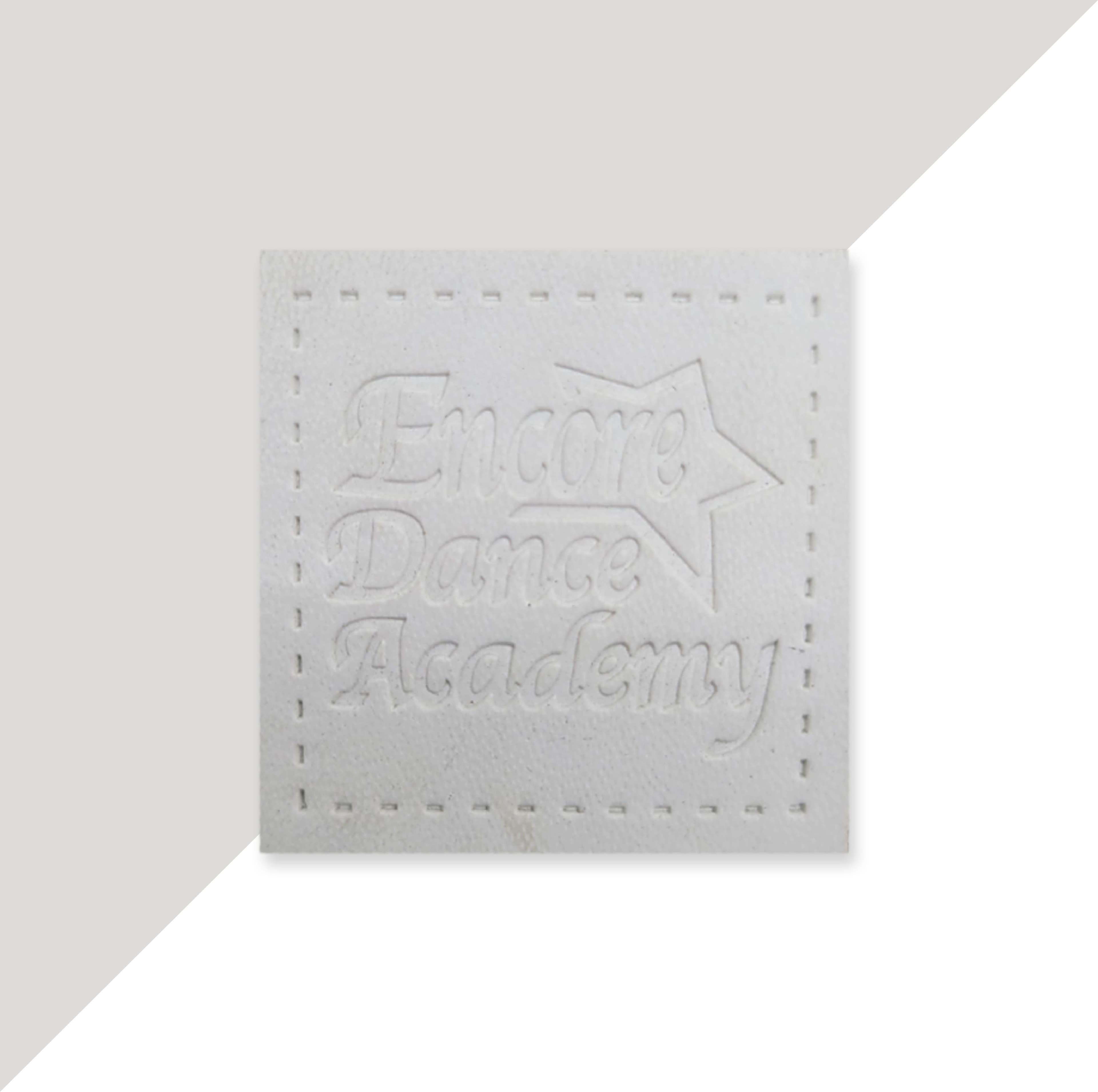 Custom Leather Patches White Embossed Dance Academy Logo