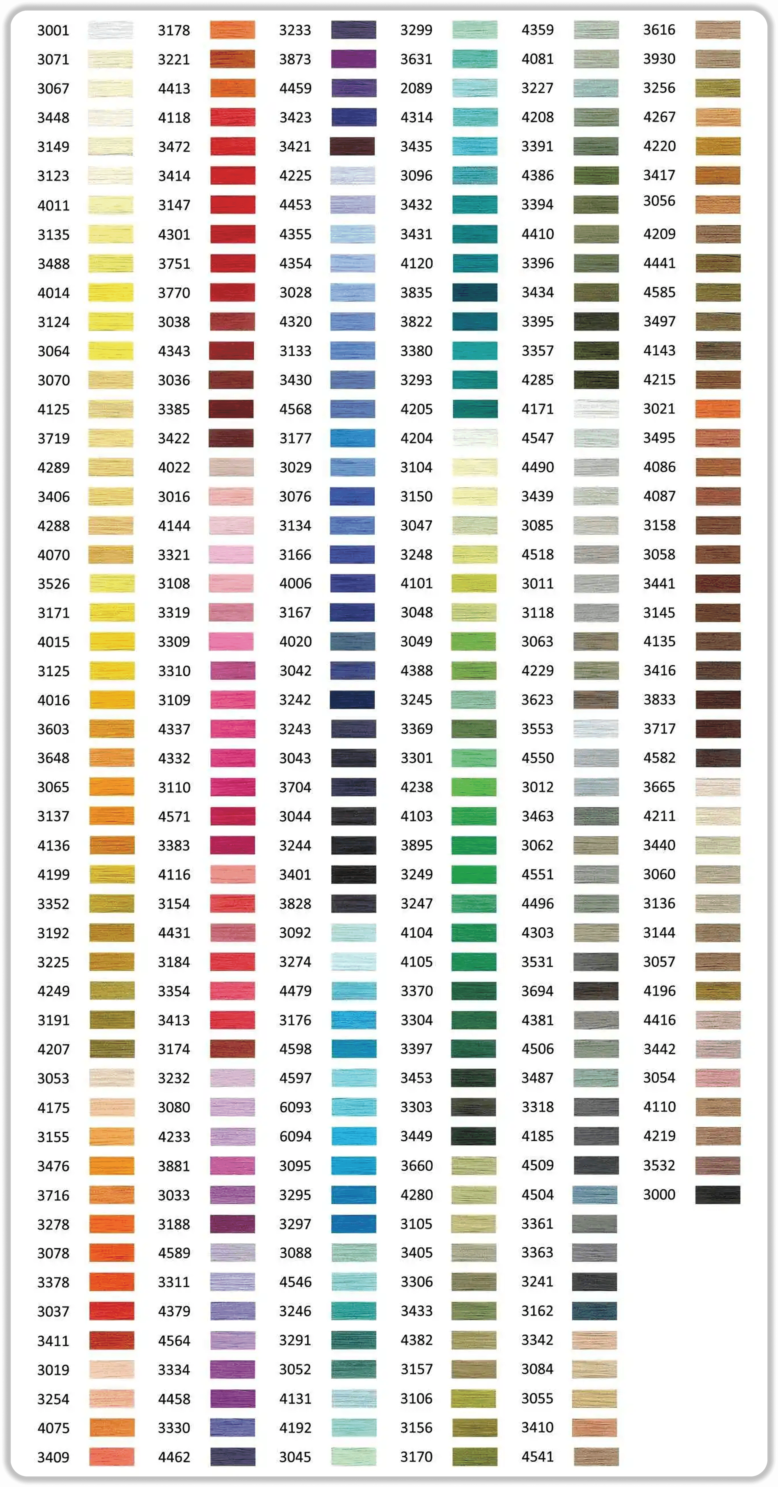 Thread Color Chart