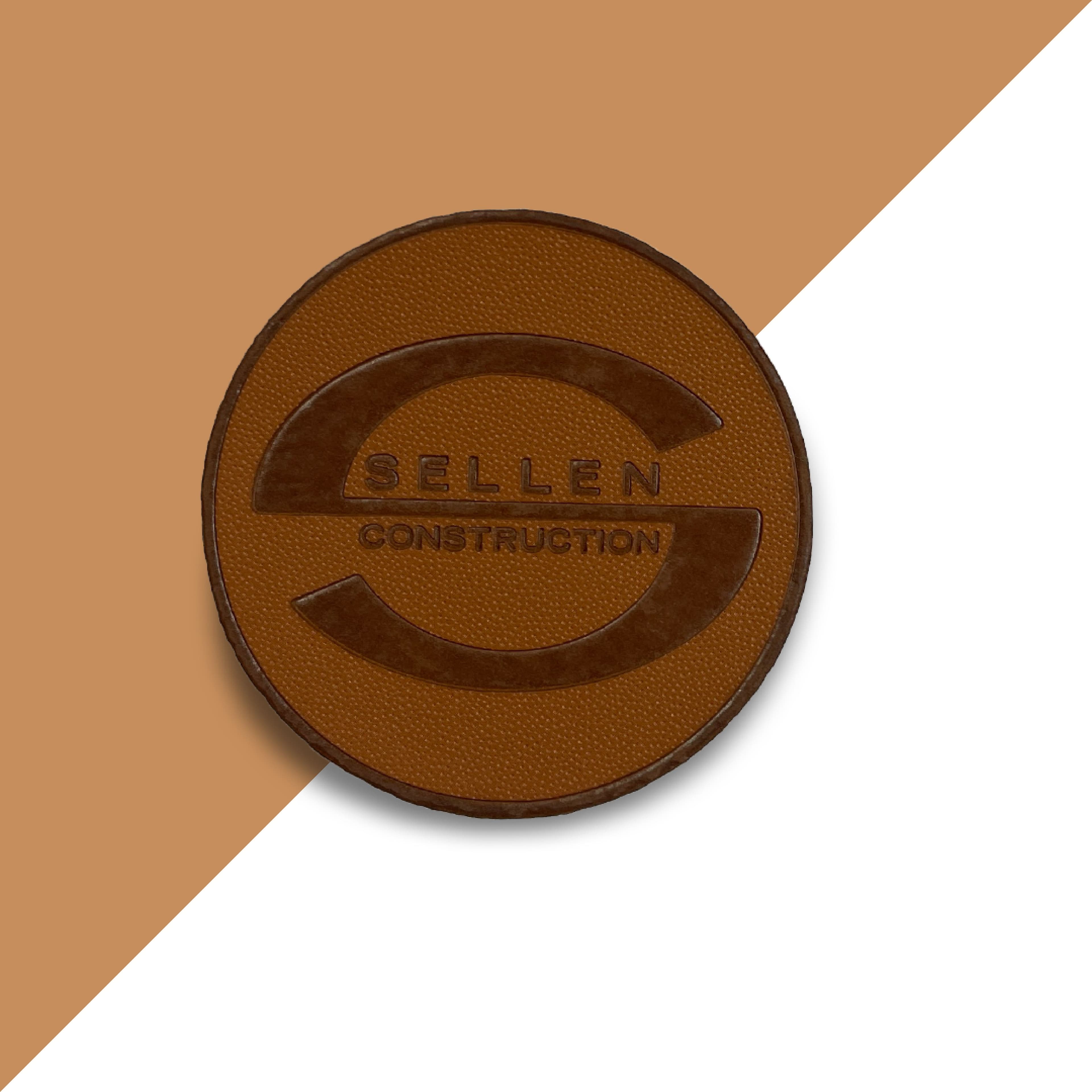 Custom Leather embossed patches constructions company logo